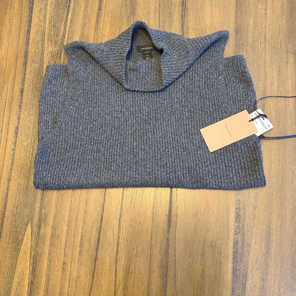 New dark gray sleeveless turtleneck sweater